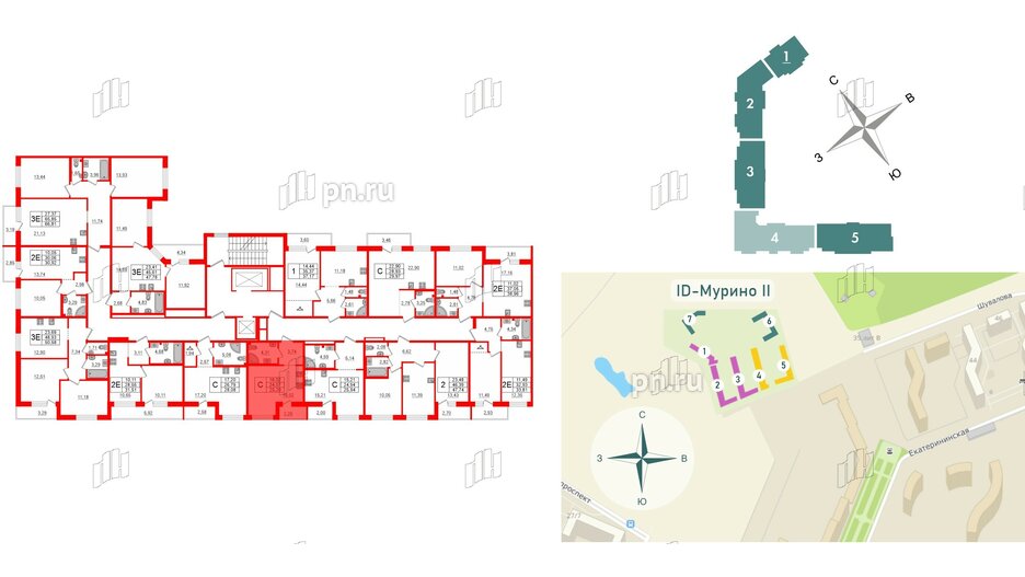 Квартира в ЖК iD Murino II, студия, 25.2 м², 2 этаж