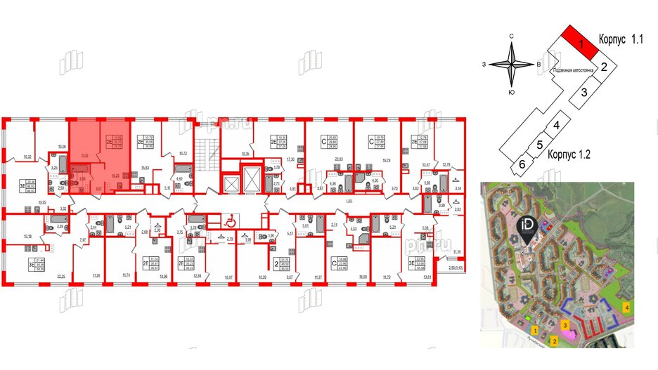 Квартира в ЖК iD Murino III, 1 комнатная, 35.7 м², 3 этаж