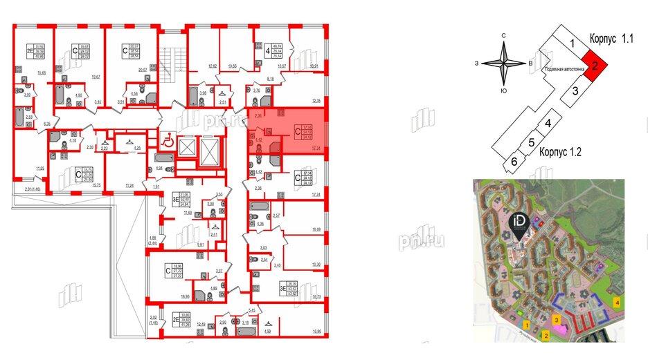 Квартира в ЖК iD Murino III, студия, 24.12 м², 2 этаж