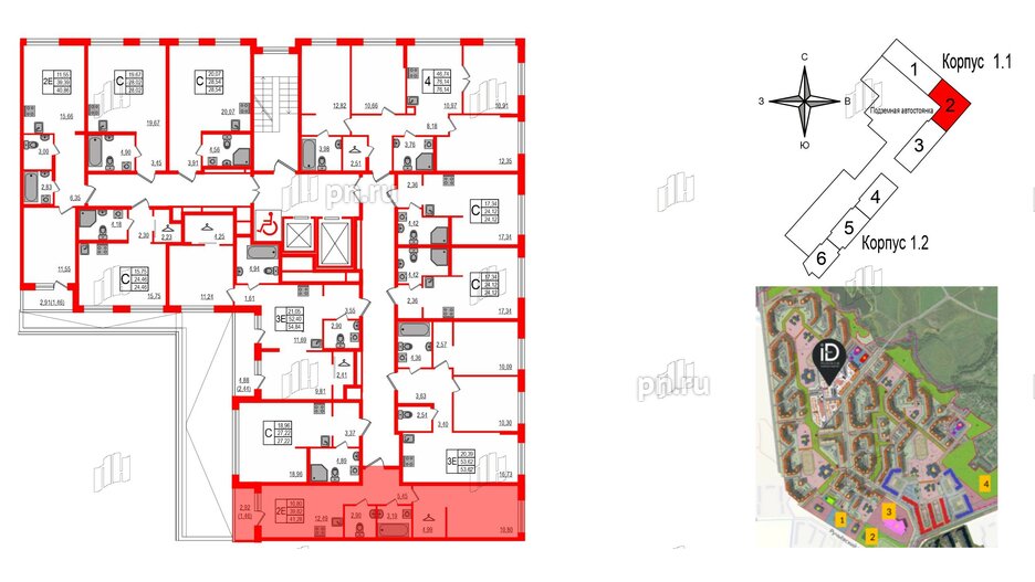 Квартира в ЖК iD Murino III, 1 комнатная, 41.28 м², 2 этаж