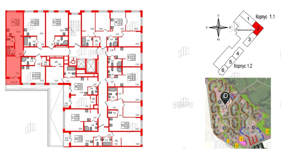 Квартира в ЖК iD Murino III, 1 комнатная, 40.85 м², 2 этаж