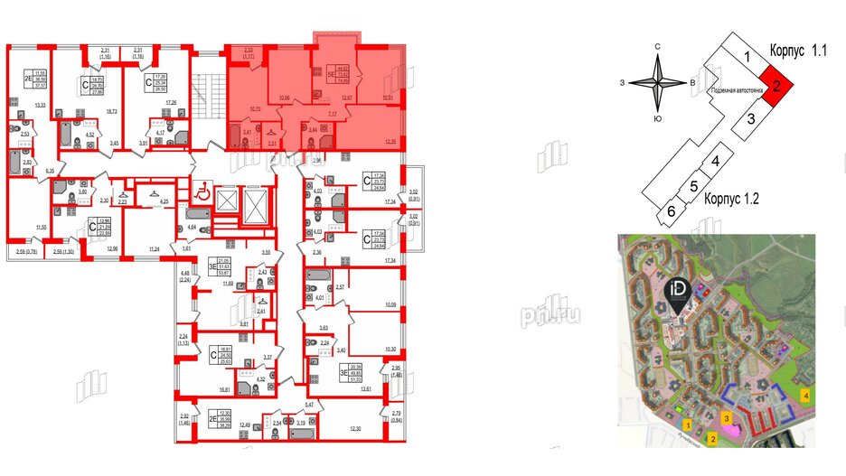 Квартира в ЖК iD Murino III, 4 комнатная, 74.99 м², 7 этаж