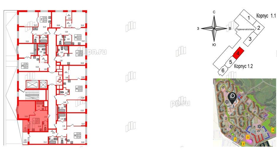 Квартира в ЖК iD Murino III, 1 комнатная, 36.37 м², 2 этаж