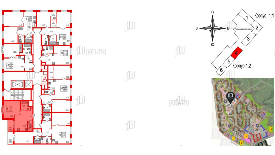 Квартира в ЖК iD Murino III, 1 комнатная, 35.78 м², 3 этаж