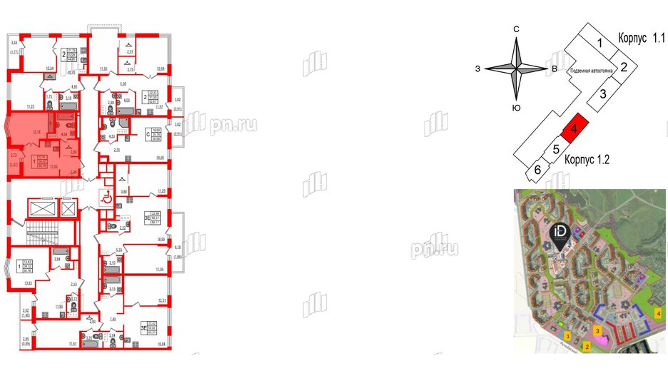 Квартира в ЖК iD Murino III, 1 комнатная, 35.79 м², 4 этаж