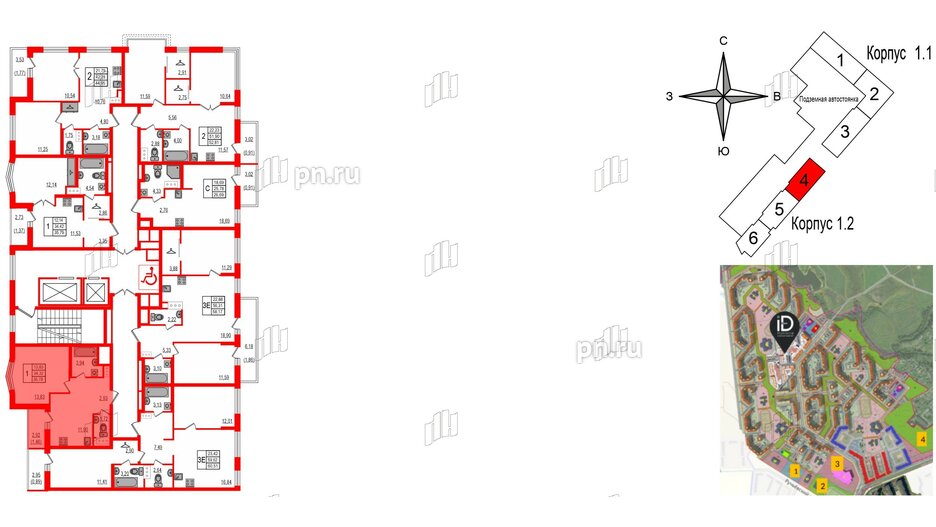 Квартира в ЖК iD Murino III, 1 комнатная, 35.78 м², 4 этаж