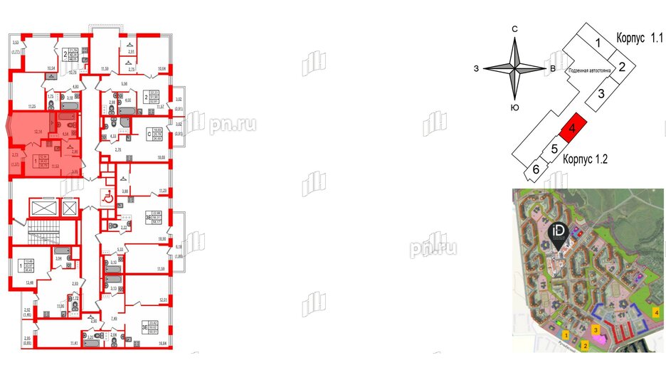 Квартира в ЖК iD Murino III, 1 комнатная, 35.79 м², 5 этаж