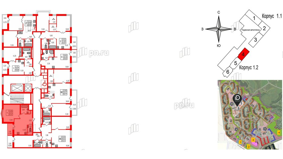 Квартира в ЖК iD Murino III, 1 комнатная, 35.43 м², 8 этаж