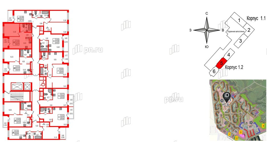 Квартира в ЖК iD Murino III, 1 комнатная, 34.91 м², 6 этаж