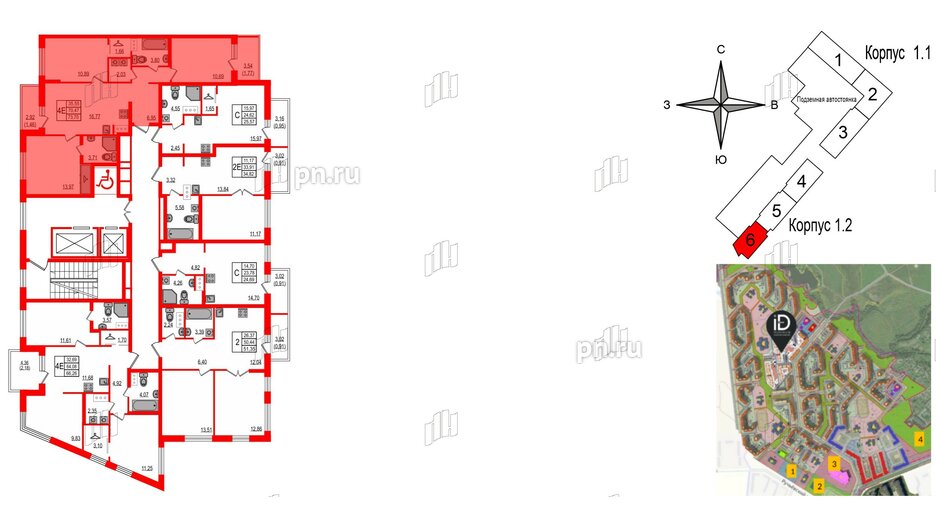 Квартира в ЖК iD Murino III, 3 комнатная, 73.7 м², 5 этаж