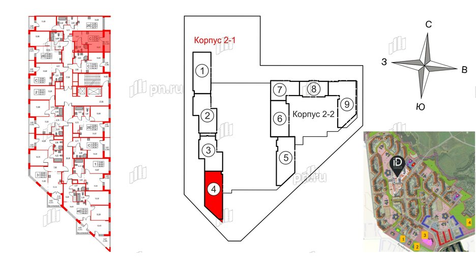 Квартира в ЖК iD Murino III, 3 комнатная, 62.73 м², 5 этаж