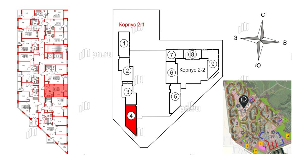 Квартира в ЖК iD Murino III, 3 комнатная, 62.73 м², 7 этаж