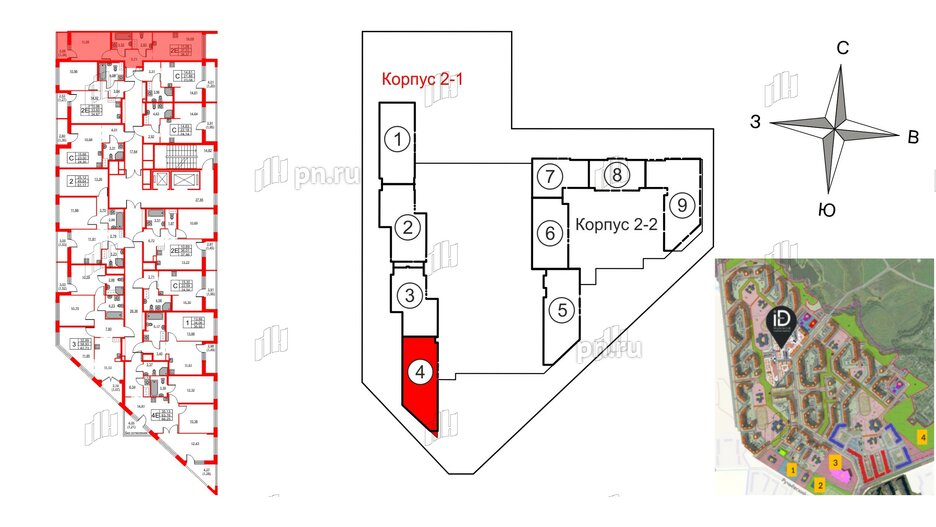 Квартира в ЖК iD Murino III, 3 комнатная, 66.25 м², 8 этаж