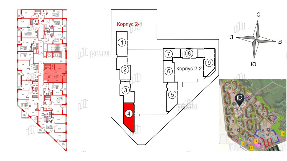 Квартира в ЖК iD Murino III, 3 комнатная, 66.25 м², 10 этаж