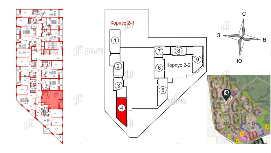 Квартира в ЖК iD Murino III, 3 комнатная, 66.25 м², 11 этаж