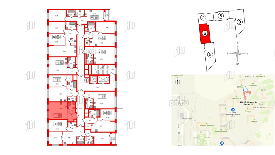 Квартира в ЖК iD Murino III, студия, 26.4 м², 2 этаж