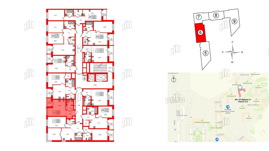 Квартира в ЖК iD Murino III, студия, 24.93 м², 5 этаж