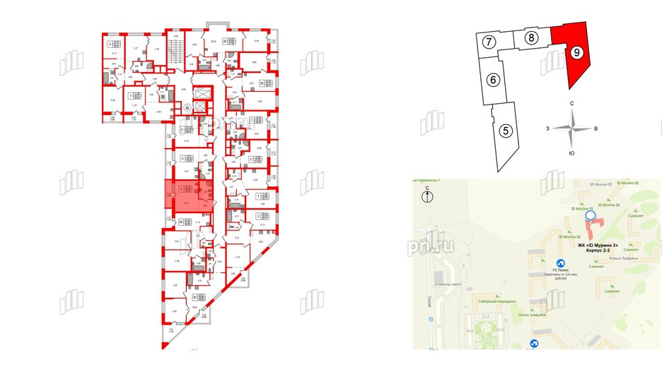 Квартира в ЖК iD Murino III, студия, 24.45 м², 11 этаж