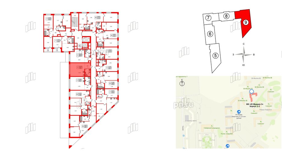 Квартира в ЖК iD Murino III, студия, 30.61 м², 2 этаж