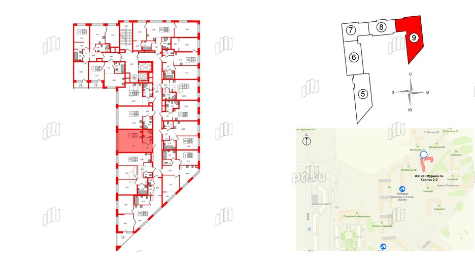 Квартира в ЖК iD Murino III, студия, 30.13 м², 3 этаж