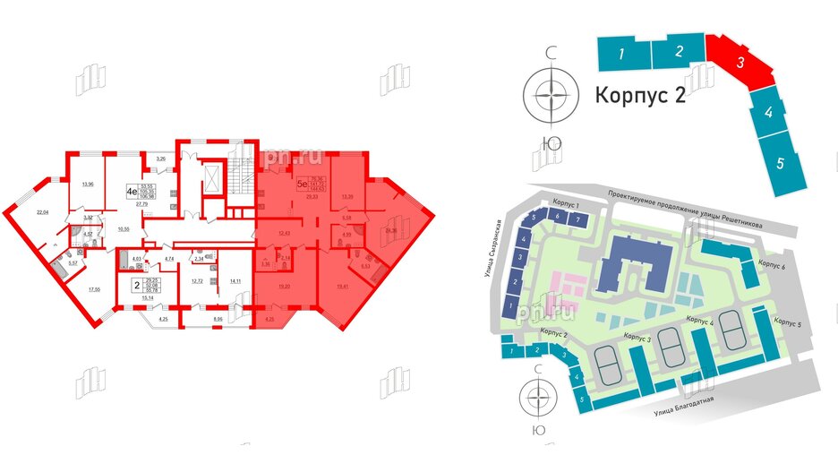 Квартира в ЖК ID Парк Победы, 4 комнатная, 144.63 м², 10 этаж