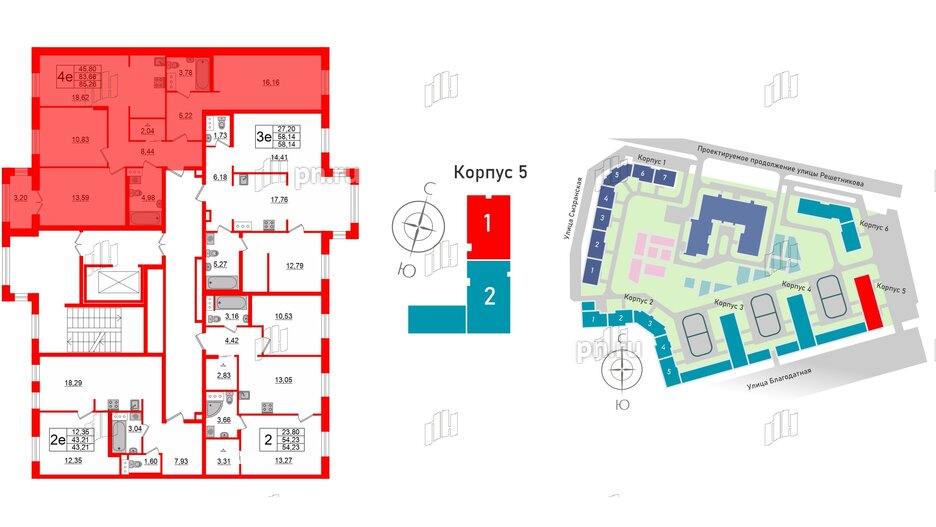 Квартира в ЖК ID Парк Победы, 3 комнатная, 85.26 м², 3 этаж