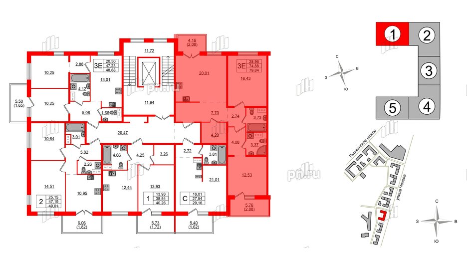 Квартира в ЖК «Ю Гатчина», 2 комнатная, 80.1 м², 4 этаж