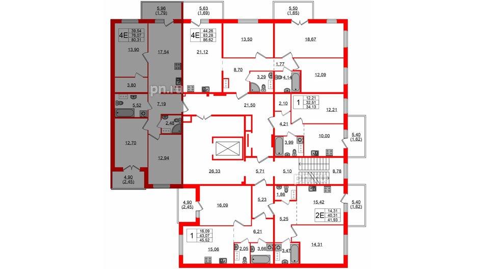 Квартира в ЖК «IQ», 3 комнатная, 80.31 м², 8 этаж