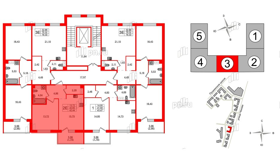 Квартира в ЖК «IQ», 1 комнатная, 42.44 м², 9 этаж