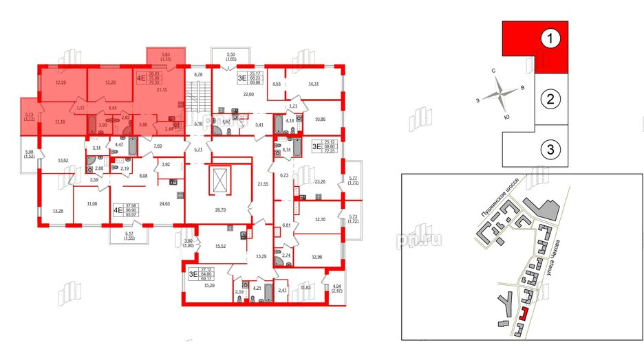 Квартира в ЖК «IQ», 3 комнатная, 79.33 м², 9 этаж