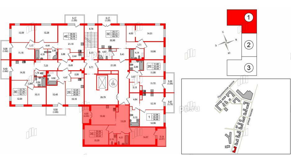 Квартира в ЖК «IQ», 2 комнатная, 69.64 м², 2 этаж