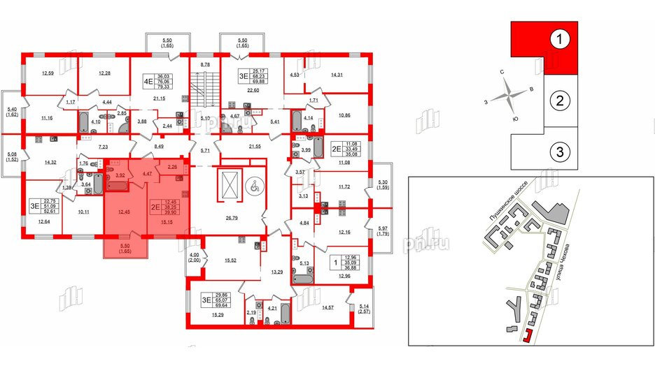 Квартира в ЖК «IQ», 1 комнатная, 39.9 м², 3 этаж