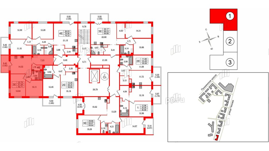 Квартира в ЖК «IQ», 2 комнатная, 52.71 м², 6 этаж