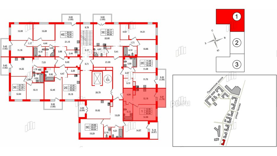 Квартира в ЖК «IQ», 1 комнатная, 36.88 м², 5 этаж