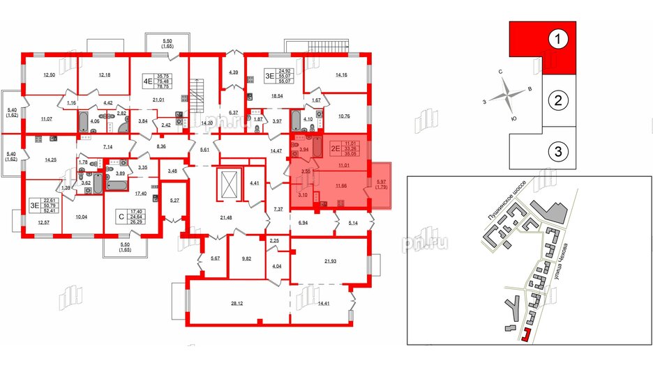 Квартира в ЖК «IQ», 1 комнатная, 35.05 м², 1 этаж