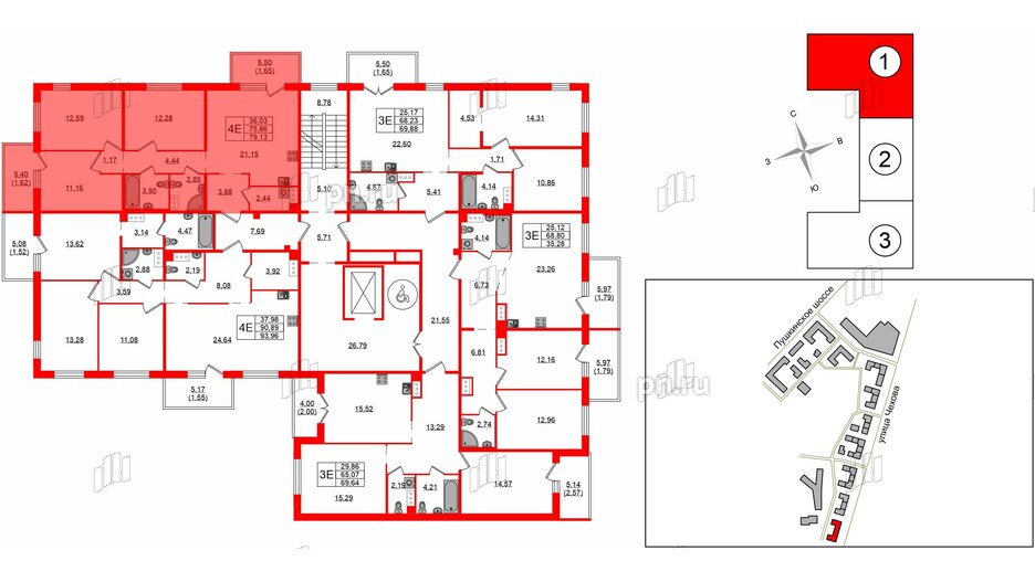 Квартира в ЖК «IQ», 3 комнатная, 79.13 м², 9 этаж