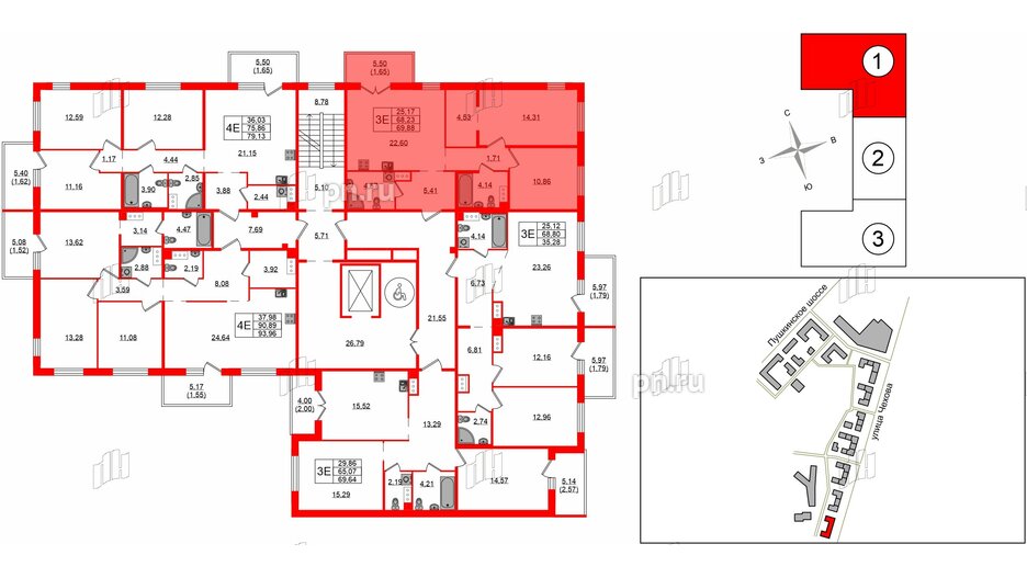 Квартира в ЖК «IQ», 2 комнатная, 69.88 м², 9 этаж