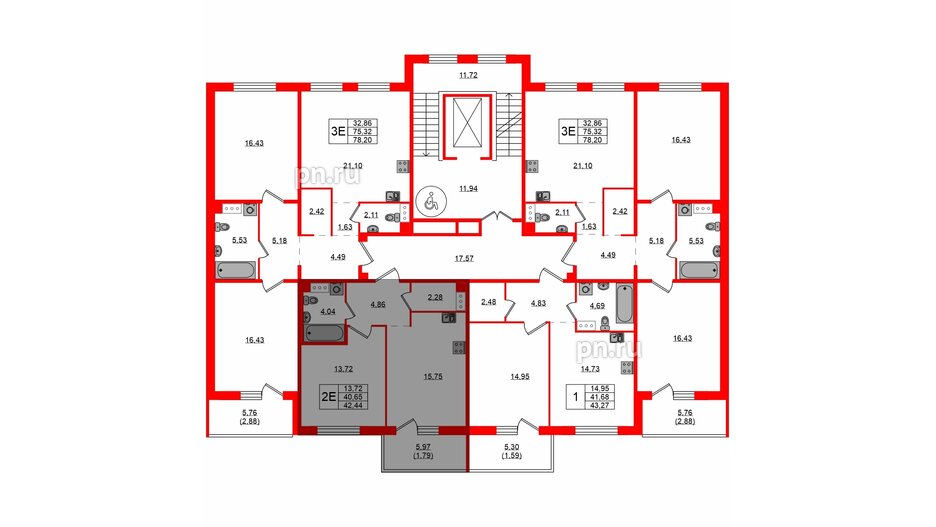 Квартира в ЖК «IQ», 1 комнатная, 42.44 м², 6 этаж