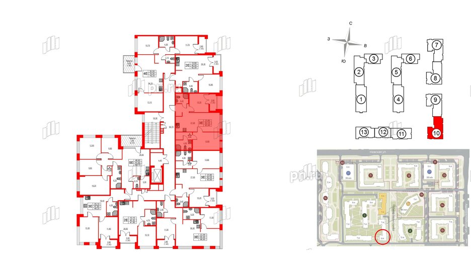 Квартира в ЖК NEWПИТЕР, 2 комнатная, 63.4 м², 2 этаж