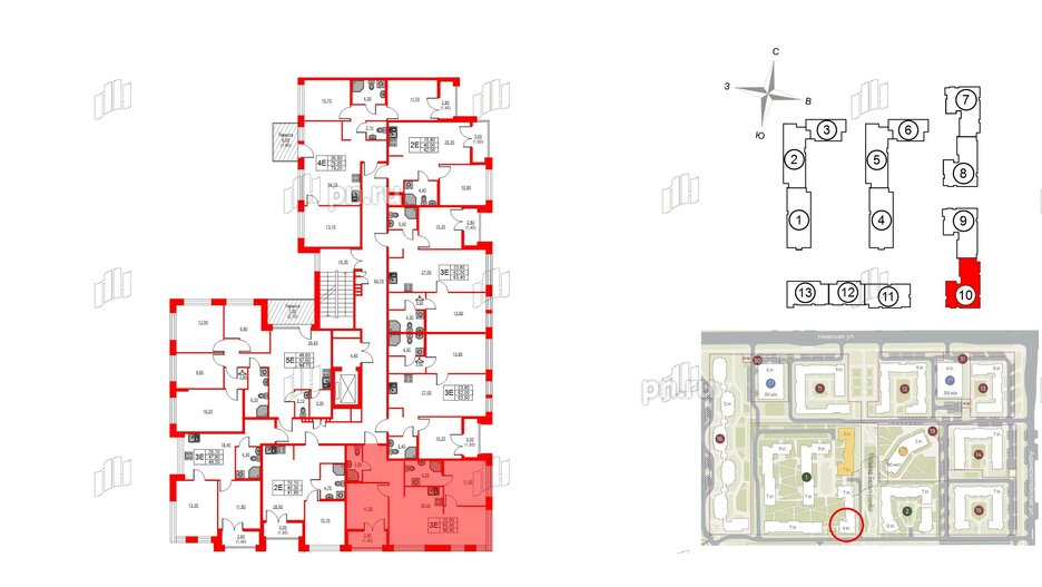 Квартира в ЖК NEWПИТЕР, 2 комнатная, 66.8 м², 2 этаж