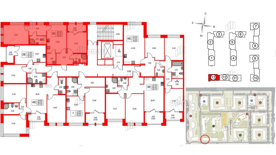 Квартира в ЖК NEWПИТЕР, 2 комнатная, 59.2 м², 4 этаж