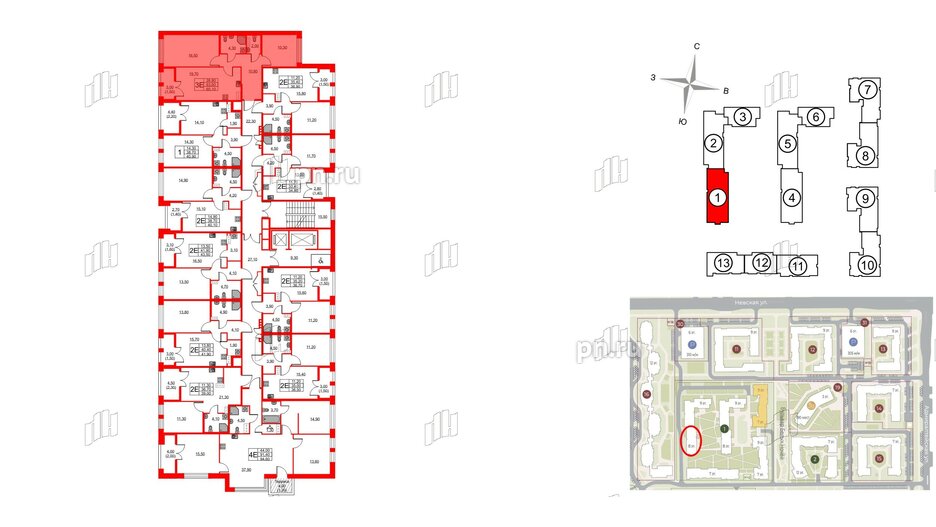 Квартира в ЖК NEWПИТЕР, 2 комнатная, 65.1 м², 2 этаж