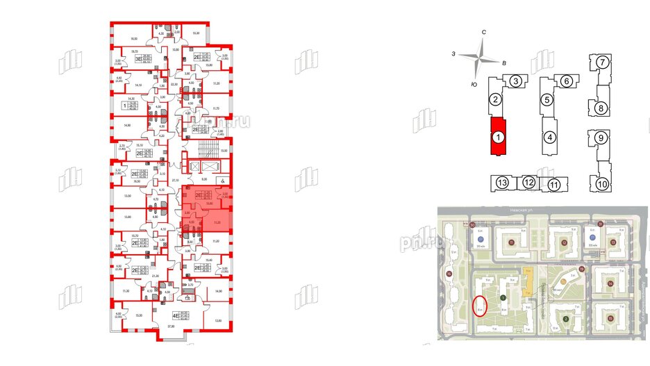 Квартира в ЖК NEWПИТЕР, 1 комнатная, 36.7 м², 7 этаж