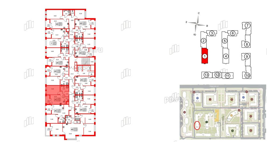 Квартира в ЖК NEWПИТЕР, 1 комнатная, 41.9 м², 7 этаж