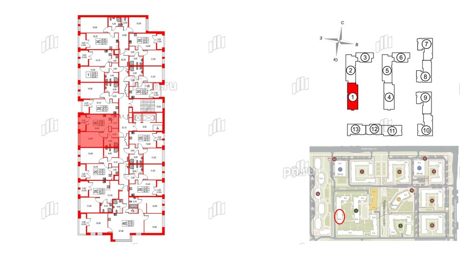 Квартира в ЖК NEWПИТЕР, 1 комнатная, 43.5 м², 5 этаж