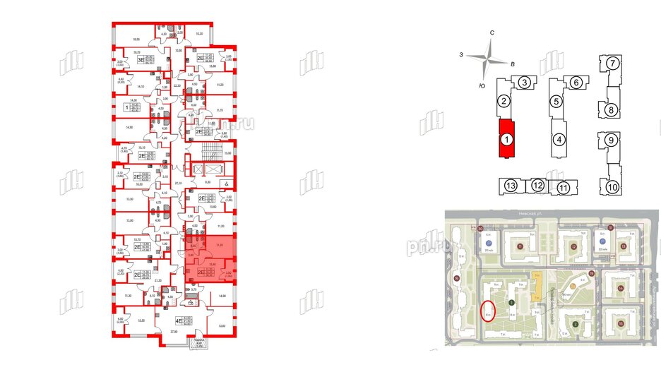 Квартира в ЖК NEWПИТЕР, 1 комнатная, 36.5 м², 2 этаж