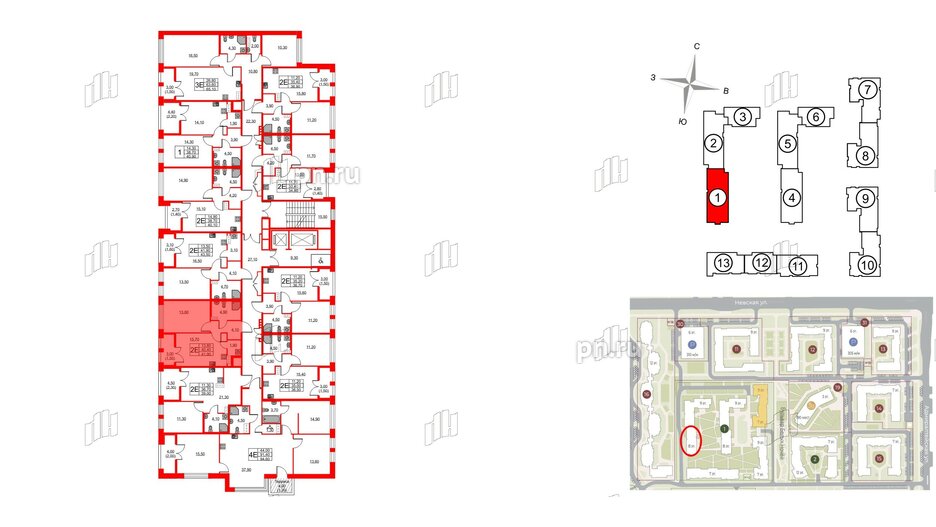 Квартира в ЖК NEWПИТЕР, 1 комнатная, 41.9 м², 2 этаж