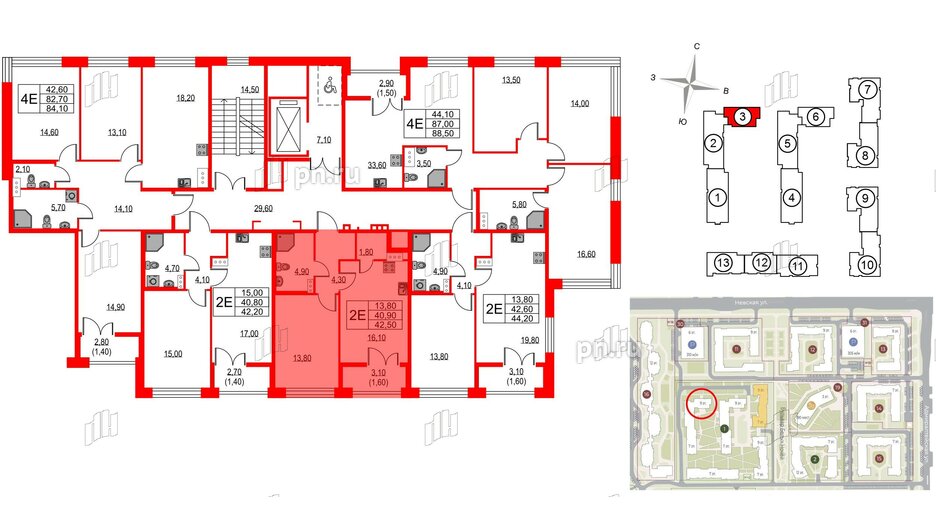 Квартира в ЖК NEWПИТЕР, 1 комнатная, 42.5 м², 7 этаж