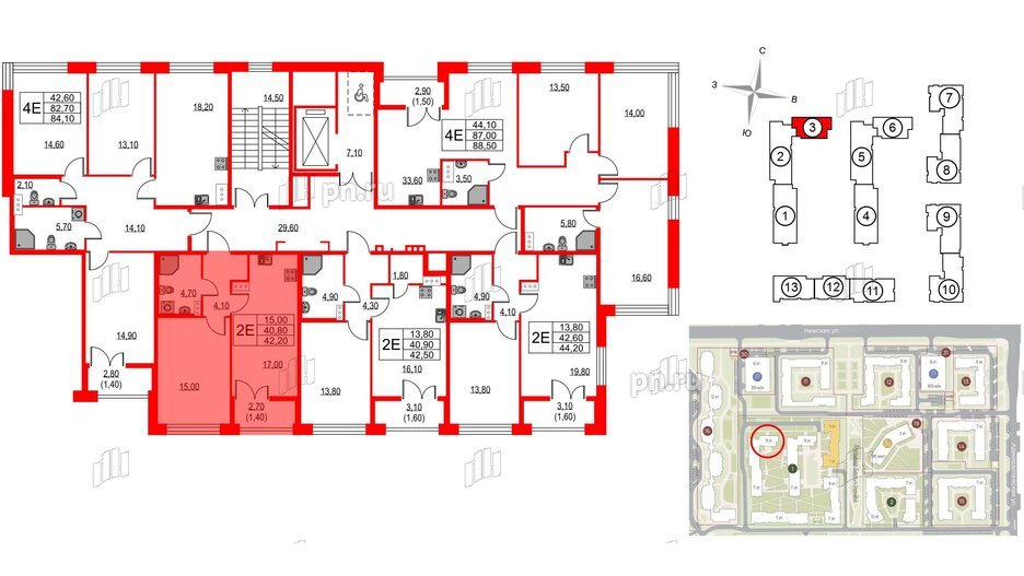 Квартира в ЖК NEWПИТЕР, 1 комнатная, 42.2 м², 8 этаж