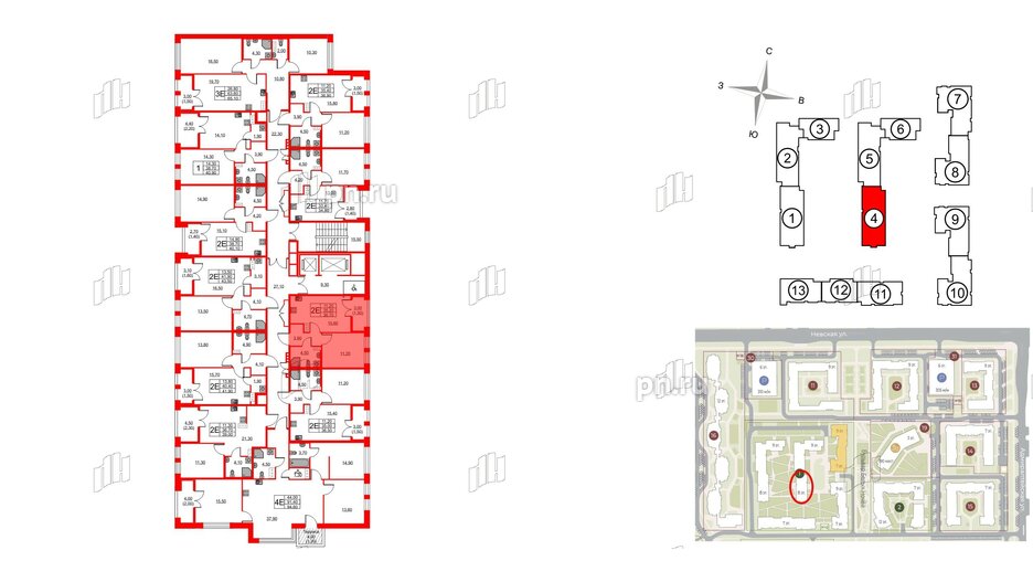 Квартира в ЖК NEWПИТЕР, 1 комнатная, 36.7 м², 2 этаж